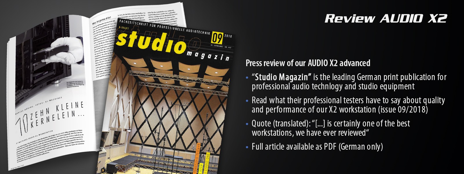 Studio Magazin review of our X2 workstation